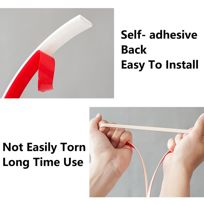 Silver 10mm*6m, Decorative Caulk Strip, Mold Resistant Self-Stick Ceramic Tile