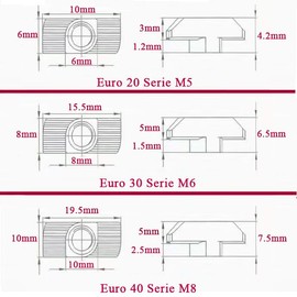 HXJDAM T-Slot Nuts, Pack of 120 Hammer Head Nuts, 6 mm Groove 6 M3, Galvanised Steel, M3 Thread T-Slot Nut Carbon Steel Hammer Nut for Aluminium Profile Extrusion Slot (EU20-M3 x10x6)