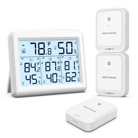 AMIR Upgraded Digital Hygrometer Indoor Outdoor Thermometer, Wireless Weather Stations with 3 Sensors, 328ft/100m Range, Digital Hygrometer Thermometer with Max/Min Record, Backlight, for Bedroom