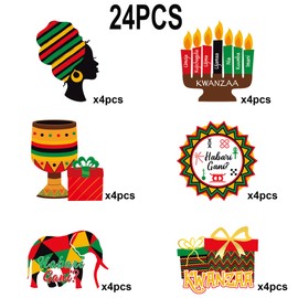 Kwanzaa Small Size DIY Shaped Cut-Outs Party Favors - Kwanzaa African Heritage Holiday Party Cut-Outs - Pan African Party Decorations - Drinking Straw Decors Cut-Outs Supplies (Straws Not Included)
