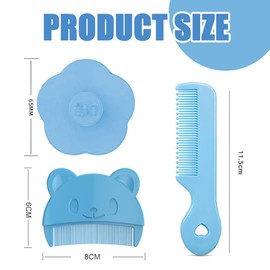 3-teiliges Set Baby Badebürste, Milchschorf Baby Entfernen Bürste, Sanfter Milchschorf Kamm für Neugeborene, Effektives Kopfgneis Entfernen Baby, Ergonomischer Baby Kamm und Badebürste (B)