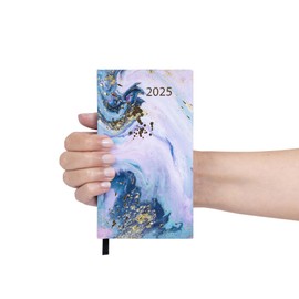 2025 Diary Planner Organiser Week to View Diaries Full Year Planner for Teacher Home School Office SLIM Size - 16cm x 9cm (Marble)