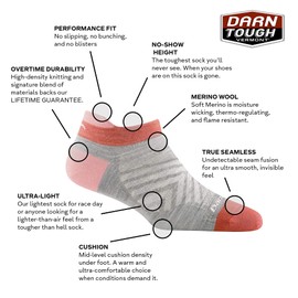 Darn Tough (Style 1047) Women's No Show Tab Ultra-Lightweight with Cushion Run Sock - grey - Large