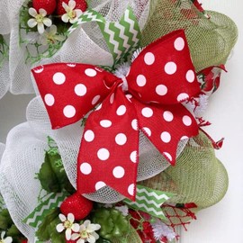 Strawberry Fields Forever Deco Mesh Handmade Spring or Summer Wreath