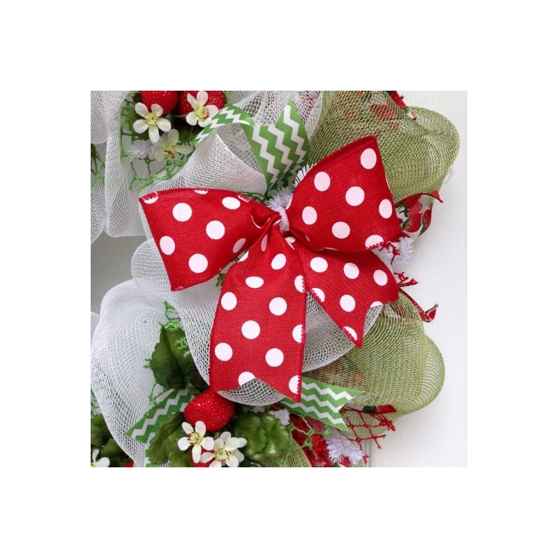 Strawberry Fields Forever Deco Mesh Handmade Spring or Summer Wreath