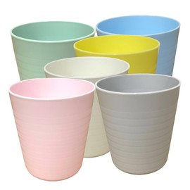 Caribou Living Children's Kids Pastel Multi Colour Kalas Reusable Plastic Drink Cups - Each Hold 230ml 8cm x 7.5cm BPA Free - 6 Cups