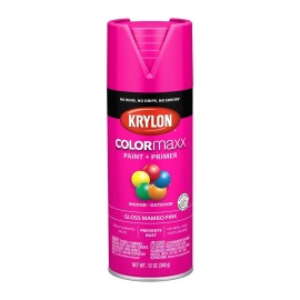 Krylon COLORmaxx Mambo Pink Spray Paint and Primer 12 Ounce Fast Dry Gloss Fi...