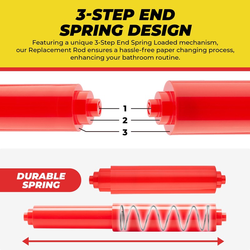 Qualihome RED Universal Plastic Spring Loaded Toilet Paper Roll Holder