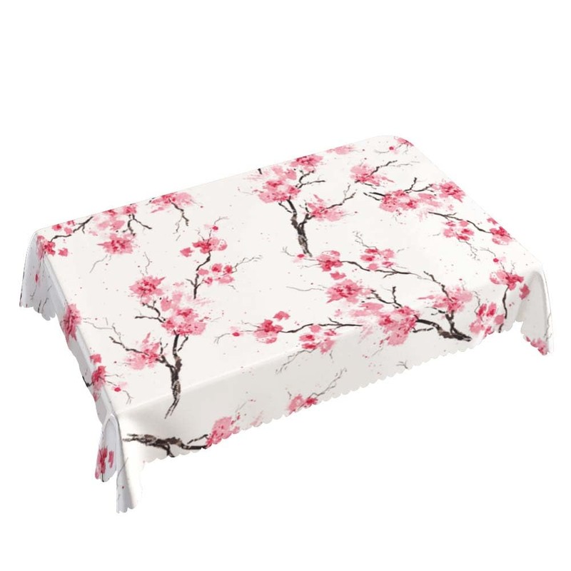 Walmsco Tablecloth Pink Cherry Blossoms Decor For Dining Room Kitchen