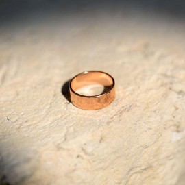 8mm Solid Copper Hammered Ring Size 10 - Jewelry Gift for Mom