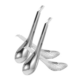 iplusmile 4pcs Stainless Steel Slotted Caviar Spoons Set Versatile Strainer Serving Utensils for Home Kitchen Cooking Easy to Clean Accessories