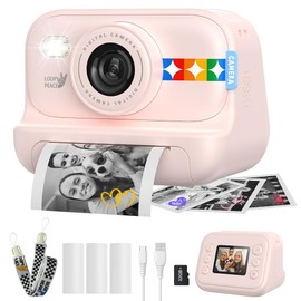 Fyhuioo Printed Camera, Kids Thermal Paper, Camera: 48 Megapixels, 1080P Video, 2.0 Inch IPS Screen, Instant Camera, Children, 32 GB Memory Card, USB Charging, Toy Camera, Printing Function, 3-12