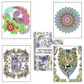 Adult Coloring Book Set with 36 Colors Markers,Spiral Bound Coloring Books with Mandala Flowers Animals Patterns for Adult Women Relaxation & Anxiety Relief