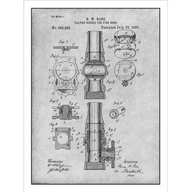 Studio 21 Graphix 1895 Ross Fire Hose Nozzle Patent Print Art Poster UNFRAMED Gray 18" X 24"