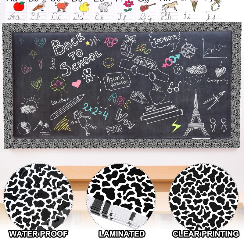 Kosiz 60 Pcs Composition Bulletin Board Borders Black and White