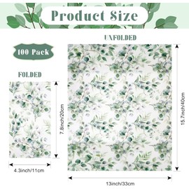 100 Pack Paper Napkins,2-ply Greenery Dinner Napkins Disposable,Guest Hand Towels Disposable Bathroom Paper Napkins Decorative,Party Napkins Wedding Napkins for Kitchen,Parties,Dinners or Events