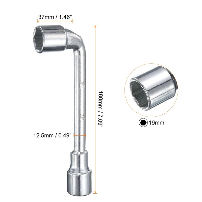 HARFINGTON L Shaped Angled Hex Socket Wrench 19mm 45# Steel