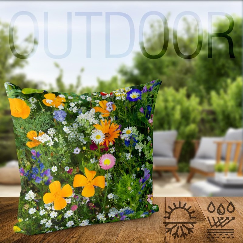 VOID Flower Meadow Wild Flowers Garden Cushion Cover Polyester Waterproof