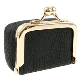 UKQRRTC Genuine Leather Mini Jewelry Box with Kiss Lock, Vintage Inspired Coin Purse, Portable Jewelry Case, Compact Travel Ring Box for Girls Women (Black)