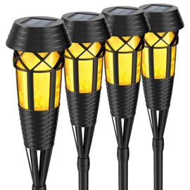 Evelynsun Flickering Flames Torch Light Solar Garden Lights Waterproof Landscape Lighting - 4 Pack