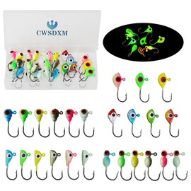 CWSDXM Glow Ice Fishing Jigs Winter ice Fishing Lures Ice Fishing Gear for Ice Jigging Panfish, Pike, Walleye, Perch and Crappies 25pcs…