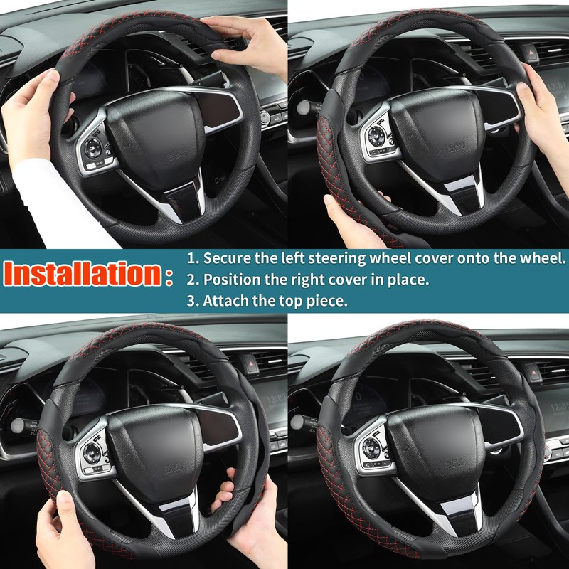 West Llama 3PCS Leather Auto Steering Wheel Cover for 99%
