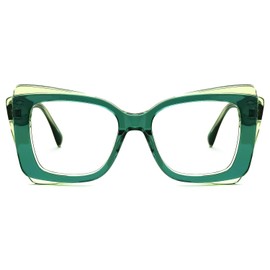 VOOGLAM Oversize Rectangle Blue Light Blocking Glasses for Women Anti UV Eyestrain Eyewear Green Cheyenne GJGA590888-02
