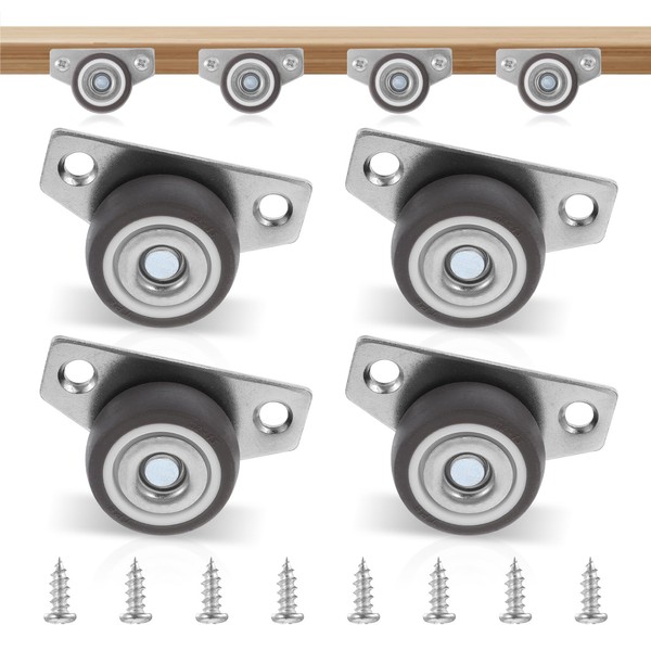 4pcs Side Mount Casters,Mini Caster Wheels for Furniture,Heavy Duty Low