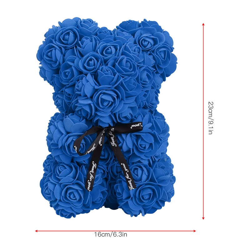 Unique Cute Bear Shape Simulation Artificial Rose Flower with Bowknot