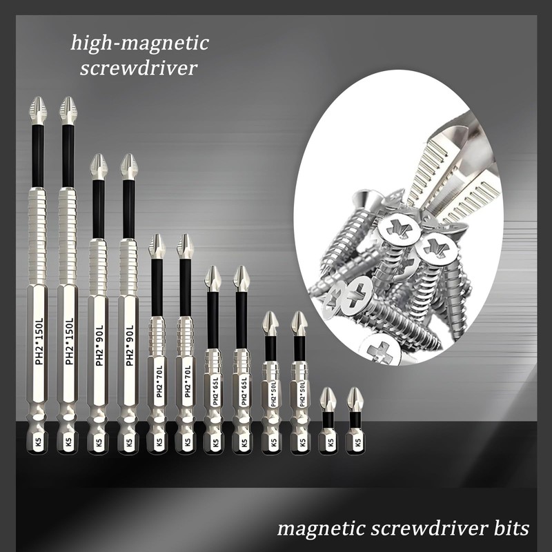 12Pcs High-Magnetic Screwdriver, High Magnetic Screwdriver Drill Bit Set, Strong