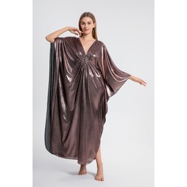 Bsubseach Kaftan Dresses for Women Sparkly Glitter Batwing Sleeve Kaftan Cover Up Beach Maxi Dress Loungewear