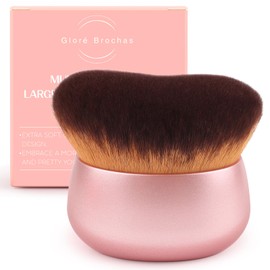GloréBrochas 75MM Extra Large Self Tanner Kabuki Makeup Brush – Ultra Soft Dense Vegan Bristles for Body Makeup, Bronzer & Foundation–Applies Tanning Mousse, Lotion & Self Tanner–Rose Gold, Wet & Dry