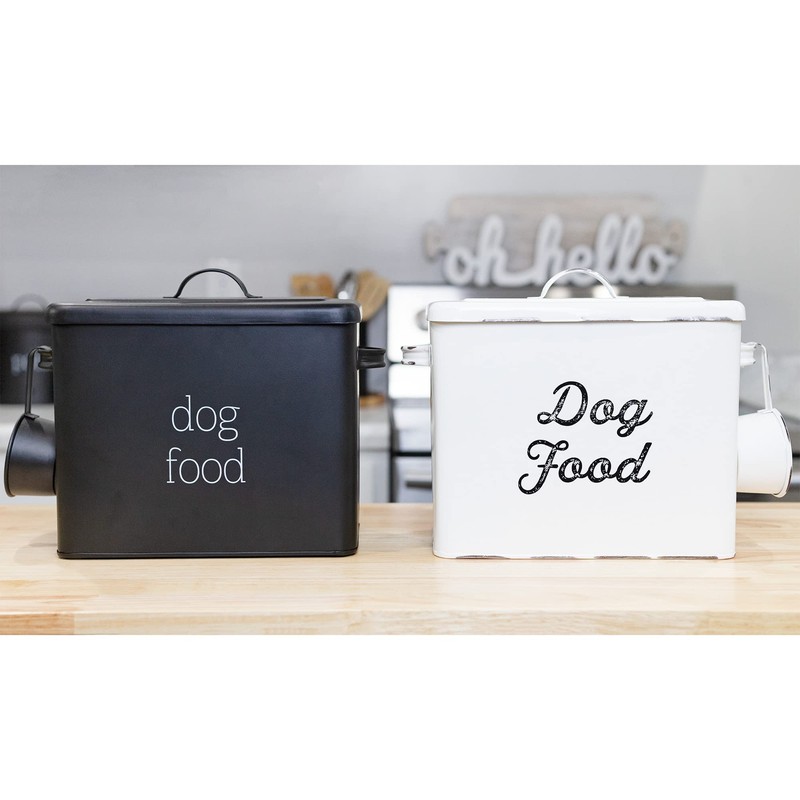 AuldHome Design Retro Dog Food Canister (Black); Modern Farmhouse Style