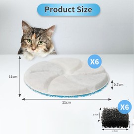 6Pcs Cat Water Fountain Filters, Cat Mate Filters, 6Pcs Activated Carbon Filter and 6Pcs Foam Filter, Pet Water Fountain Filters Replacement for Dwarfuarm Pet Water Fountain