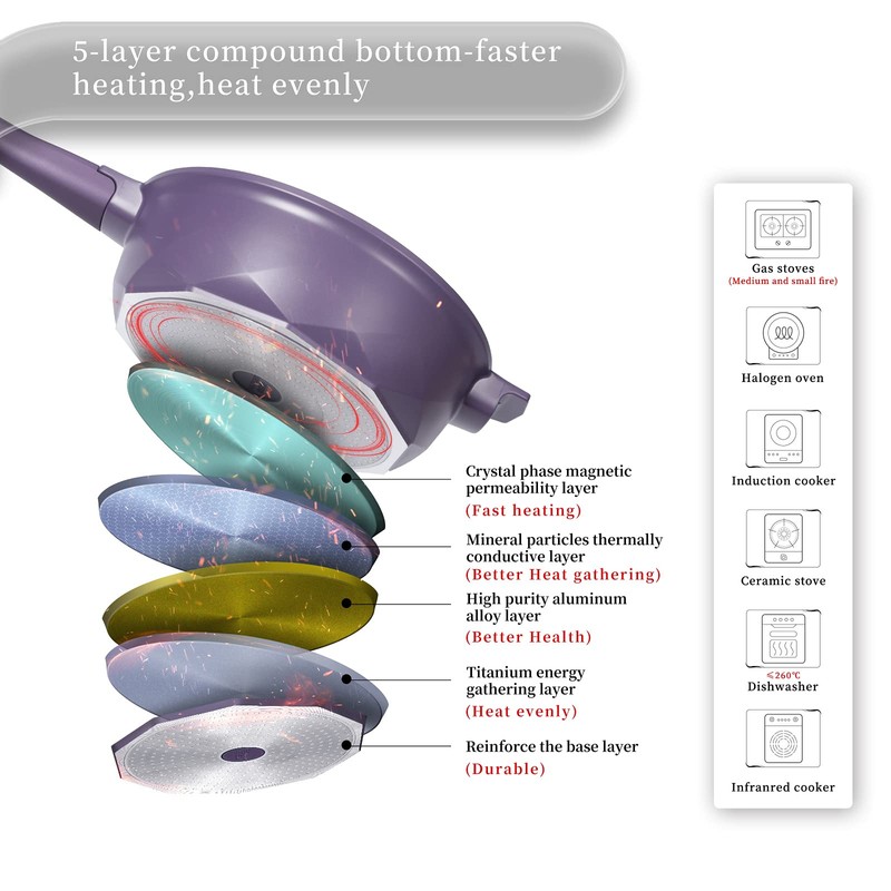 TIBORANG 8 in 1 Multipurpose 11 Inch 5 Qt Frying