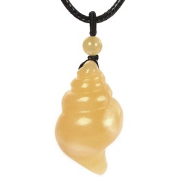 Justinstones Natural Calcite Carved Conch Shell 38mm Pendant Bead Jewelry Necklace 22 Inch