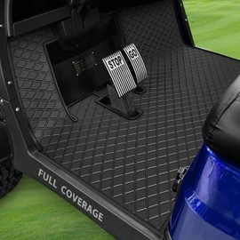 LEAPGOMAX Golf Cart Floor Mat for ICON i20 i40 Full Coverage Floor Liner Mat Replacement Compatible with iCON Golf Carts (i20, i40) and Advanced EV (Gen1) Rubber Non-Slip Easy to Clean-Black Trim
