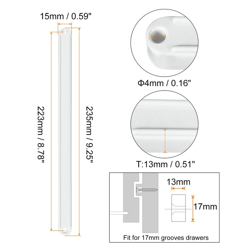 QUARKZMAN Drawer Runners, Pack of 10 235 mm - Plastic
