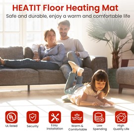 15 sqft HEATIT Warmmat Electric Radiant Self-adhesive Floor Heat Heating System & ET-7A Thermostat & Alarm Monitor