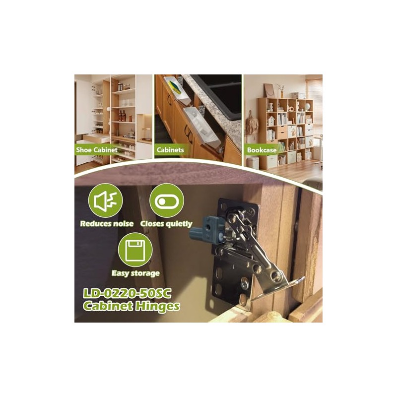 LD-0220-50SC Soft Close Pivot Hinges Pair of Self Closing Cabinet