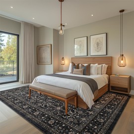 Ruaruarug Area Rug Non Slip Machine Washable Ultra Soft Outdoor/Living Room/Classroom/Bedroom/Kitchen Dark Gray, 9'×12'