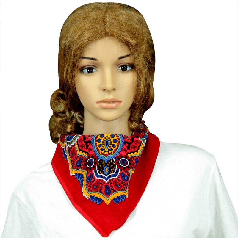 Sunshine Joy Paisley Hippie Bandana 22x22 Inches - Classic Red