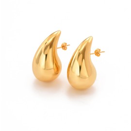 Julyls 18K Gold Earrings Dupes, Elegant Waterdrop Earrings for Women, Hypoallergenic Chunky Hoop Earrings, Gold-Plated Fashion Jewellery for Women and Girls, Brass