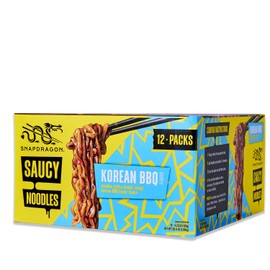 Snapdragon Saucy Instant Noodles with Korean BBQ Slurpable Sauce - Quick Meal, Snack, and Lunch. 12-Pack Microwave Noodles for Cup, Bowl, Ramen or Asian Stir Fry