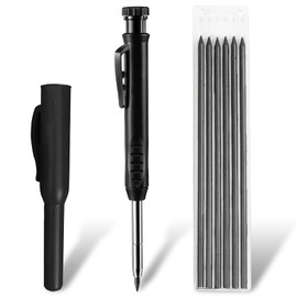 Zovator Mechanical Carpenter Pencils with 6 Refills, Solid Carpenter Pencils Heavy Duty Woodworking Pencil Long Nosed Deep Hole Mechanical Pencil for Builders Construction Architect Woodworking
