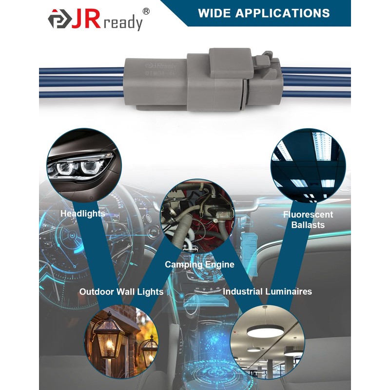 JRready Deutsch DTM 4 Pin Connectors 4 Kits, Waterproof Electrical