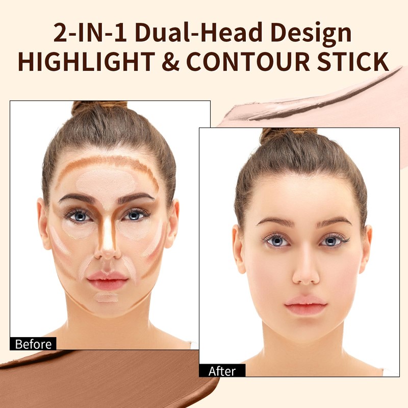 Cream Highlight Contour Stick 2 In 1 Portable Waterproof Face