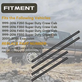 Ricmjend Car Lower Door Rubber Felt Trim Seal Weatherstrip Kit Fit for 1999-2016 F250 F350 F450 F550 Super Duty Crew Cab|2000-2005 Excursion Replaces# F81Z-2520758-AA 1C3Z-26253A24-A