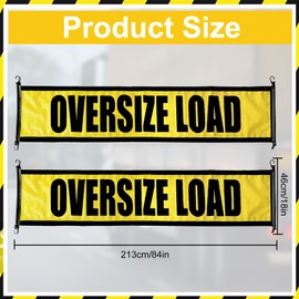 Oversize Load Signs for Trucks 18" x 84" Wide Load Banner with Heavy Duty with Bungee Cords for Escort Vehicles Car Truck 2 Pack Oversize Load Banner Warning Product