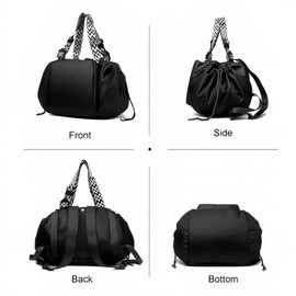 Fashowlife Multi-Function Tote Bag Large Capacity– Versatile Nylon Lightweight Backpack with 15 Pockets for Car Travel Shopping Everyday Organizer Carry, Black